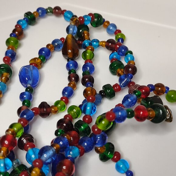 Very Long 57 Inch Colorful Glass Bead Lariat Necklace - Picture 9 of 12